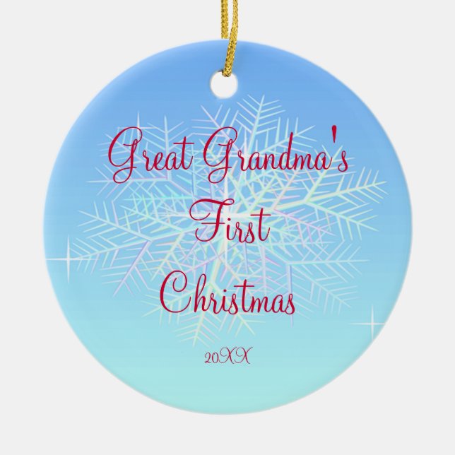 Underbar mormor första prydnad för julSnowflake Julgransprydnad Keramik (Framsidan)