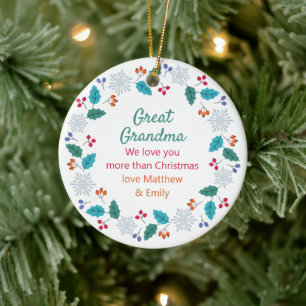 Underbar mormor Foto och Woodland Snowflake-andedr Julgransprydnad Keramik