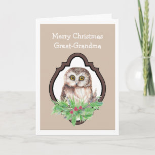 Underbar mormor God jul Uggla, Bird Humor Helgkort