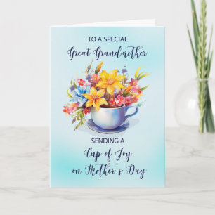 Underbar mormor Kopp i Joy Flowers på Mor-dagen Kort