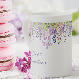 Underbar mormor - Lila Watercolor Wisteria Flowers Benporslin Mugg