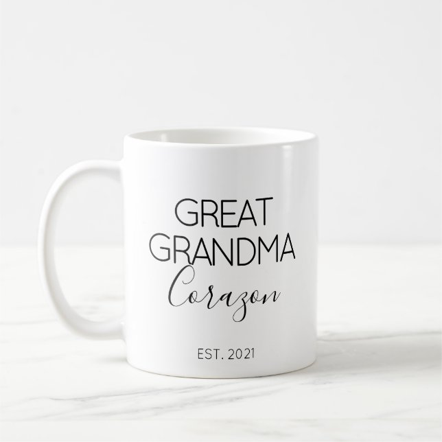 Underbar mormor Namn Gravid Announcement Gift Kaffemugg (Vänster)