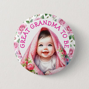 Underbar mormor som ska Blommigt Baby Shower Knapp