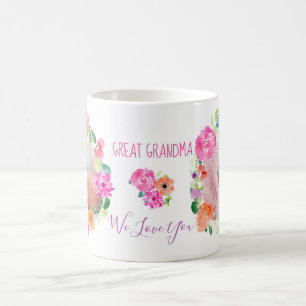Underbar mormor Vi Kärlek din Blommigt Utandnings Kaffemugg