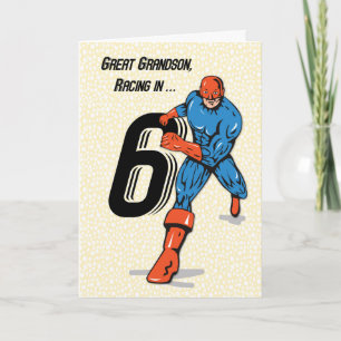 Underbar morson 6e Birthday Superhjälte Kort