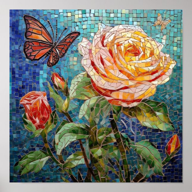Underbar mosaikkonstrosblomma poster (Framsidan)
