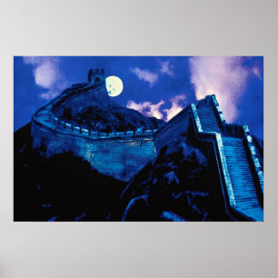 Underbar mur för China med måne Poster