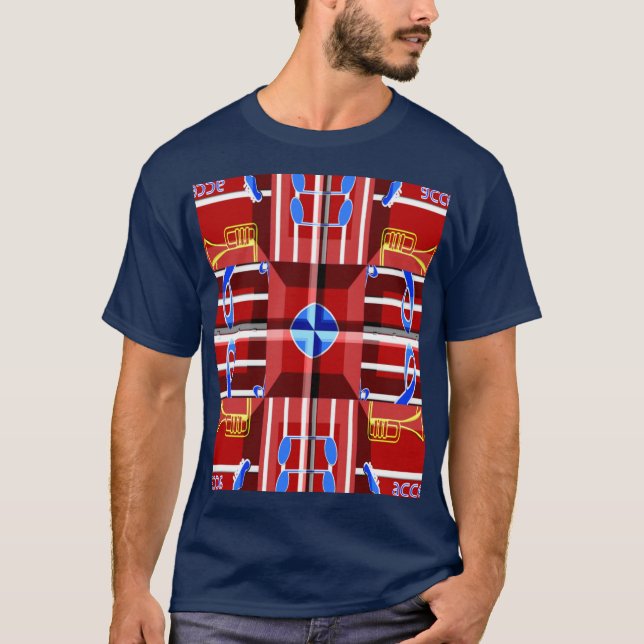 Underbar musik Blå sommar vibbar Geometrisk Romant T Shirt (Framsida)