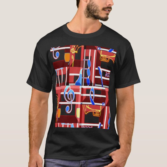 Underbar musik Blå sommar vibbar Geometrisk Romant T Shirt (Framsida)
