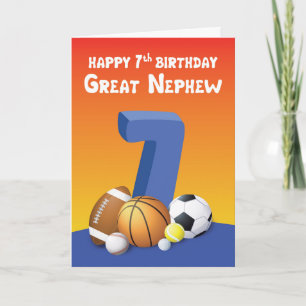 Underbar Nephew 7:e Birthday Sports Bollar Kort