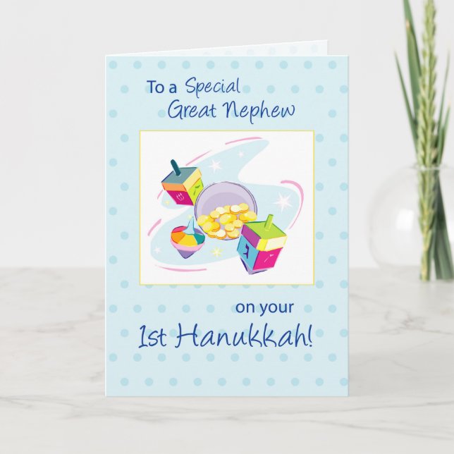 Underbar Nephew First Hanukkah Helgkort (Framsida)