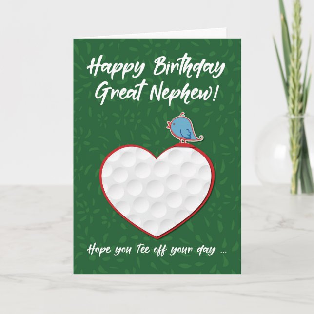 Underbar Nephew Golf Sports Heart Birthday Kort (Framsida)