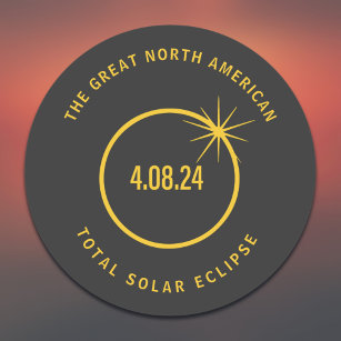 Underbar nordamerikansk total solenergi 04.08.24 runt klistermärke
