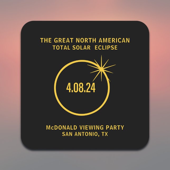 Underbar nordamerikansk total solenergi 04.08.24 underlägg papper kvadrat (Personalize with your Family Name, City & State, or add other text, it's all editable)