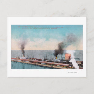 Underbar nordlig dockningsvy, SS Dakota och Vykort