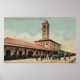 Underbar nordlig järnvägbussgarage poster