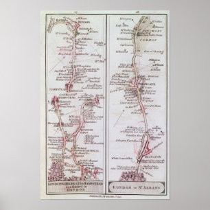 Underbar North Road ut ur London, 1 juli 1790 Poster