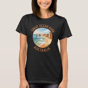 Underbar Ocean Road Australia Distress Circle Retr T Shirt