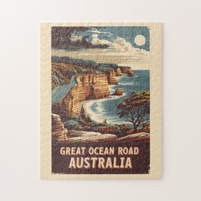 Underbar Ocean Road Australia Illustration Travel  Pussel (Vertikal)