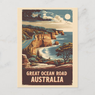Underbar Ocean Road Australia Illustration Travel Vykort