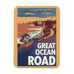 Underbar Ocean Road Travel Art Vintage Magnet