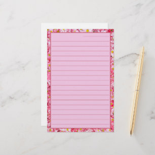 underbar och Söt rosa blommigt Led Brevpapper