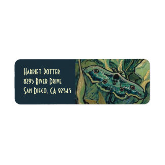 Underbar Peacock Emperor Moth Van Gogh Fine Art Returadress Etikett