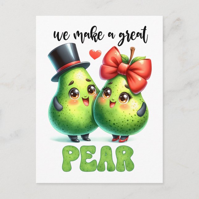 Underbar Pear Punny Funny Valentine Vykort (Framsida)