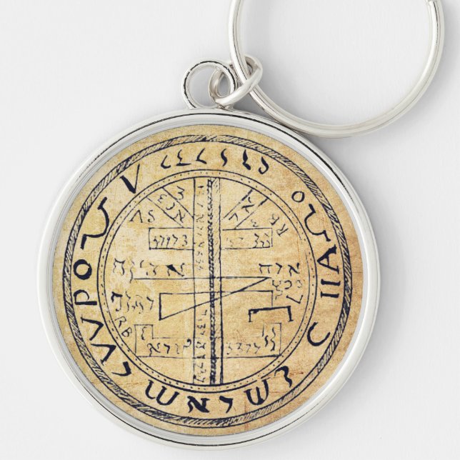 Underbar Pentacle-nyckelkedja Rund Silverfärgad Nyckelring (Framsidan)