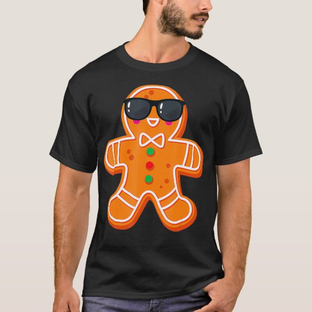 Underbar Pepparkaksgubbe med solglasögon jul Co T Shirt (Framsida)