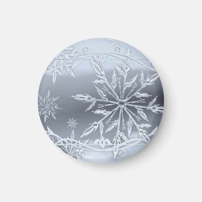 Underbar Perfekt Jul Silver SNowflake Magnet (Framsidan)
