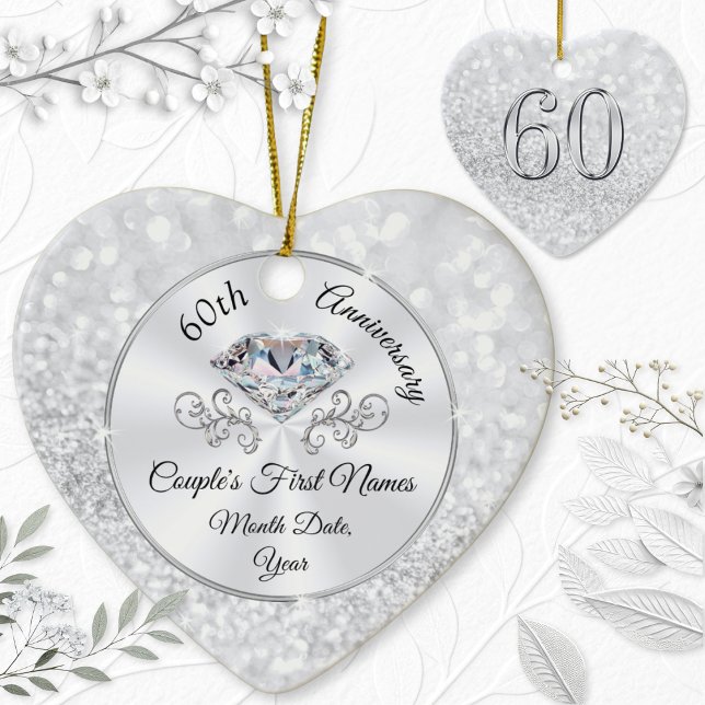 underbar Personlig, 60-årsdagen Ornament (Personalised 60th wedding anniversary gift for mum and dad. Personalized diamond anniversary gifts.)