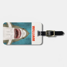 Underbar Personlig för vit hajattack Ocean Funny Bagagebricka