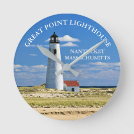 Underbar Point Lighthouse Nantucket MORSA Clock Rund Klocka