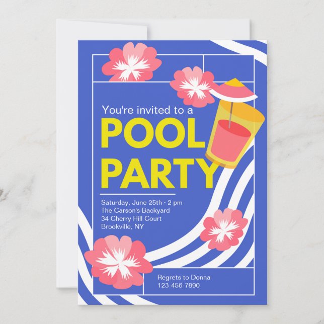 Underbar poolparty-inbjudan inbjudningar (Framsida)