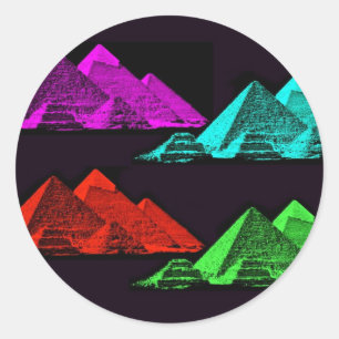 Underbar pyramid av Giza Collage Runt Klistermärke