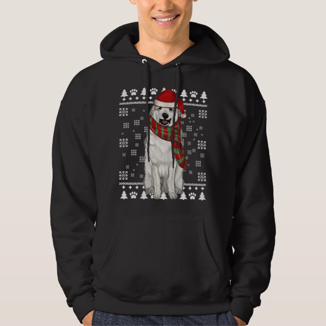 Underbar Pyrenee Hund Santa Hat Julafton God jul Hoodie (Framsida)