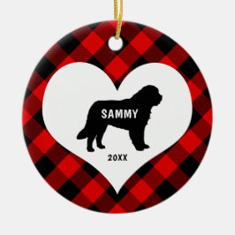 Underbar Pyrenéerna hund aveln namn + röd papp Julgransprydnad Keramik