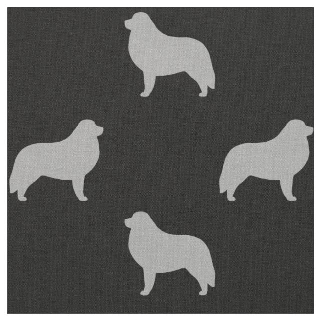 Underbar Pyrenéerna Hund aveln Silhouettes Mönster Tyg (Närbild)