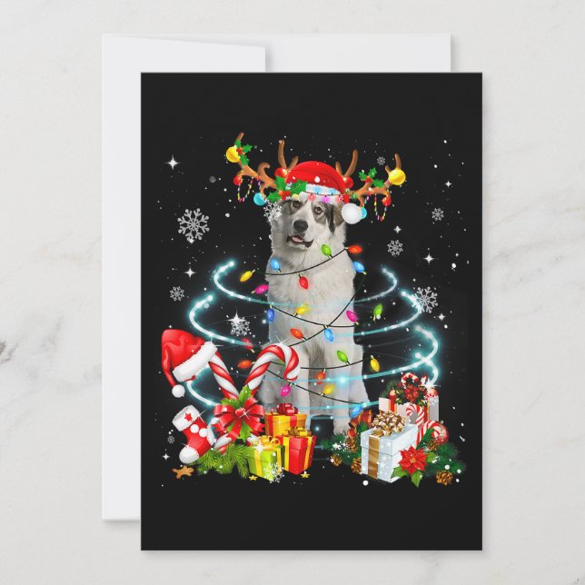 Underbar Pyrenéerna Reindeer Julgran Ljus Paja Inbjudningar (Framsida)