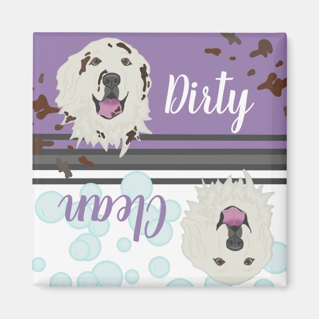 Underbar Pyrenees Dirty/Clean Dishwasher Magnet (Framsidan)