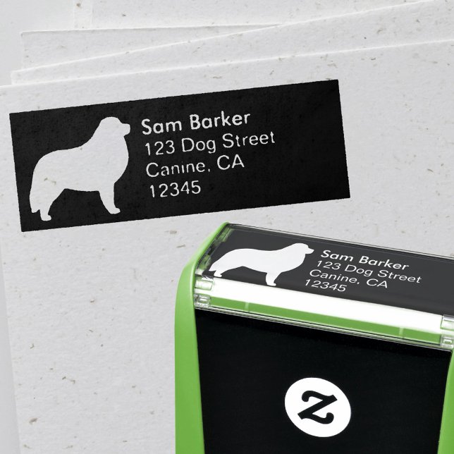 Underbar Pyrenees Hund aveln Silhouette Returadres Självfärgande Stämpel (Skapare uppladdad)