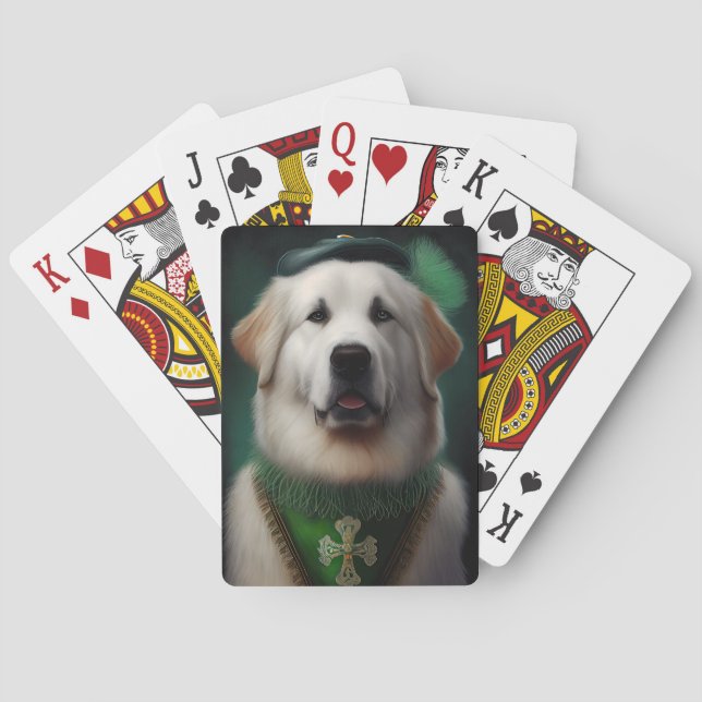 Underbar Pyrenées-Hund i St. Patrick-Dress Casinokort (Baksidan)