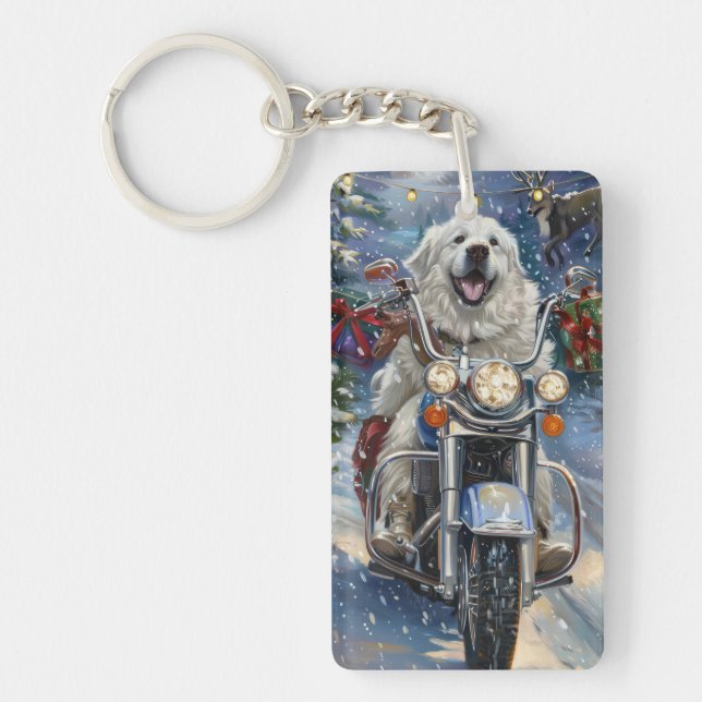 Underbar Pyrenées Hund Riding Motorcle God jul (Framsidan)