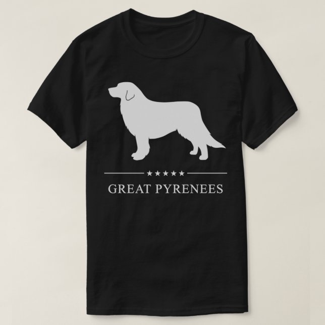 Underbar Pyrenees Hund White Silhouette Pullover T Shirt (Design framsida)