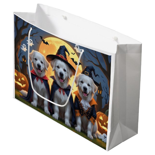 Underbar Pyrenees Hundar Pumpkin Halloween Funny (Framsidan Vinklad)