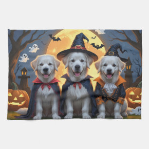 Underbar Pyrenees Hundar Pumpkin Halloween Funny Kökshandduk