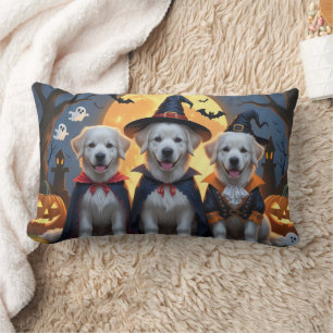 Underbar Pyrenees Hundar Pumpkin Halloween Funny Lumbarkudde