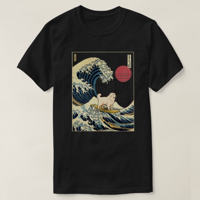 Underbar Pyrenees Japansk Kanagawa Wave Funny Surf T Shirt (Design framsida)