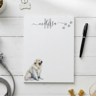 Underbar Pyrenees Watercolor Monogram-Personlig Anteckningsblock